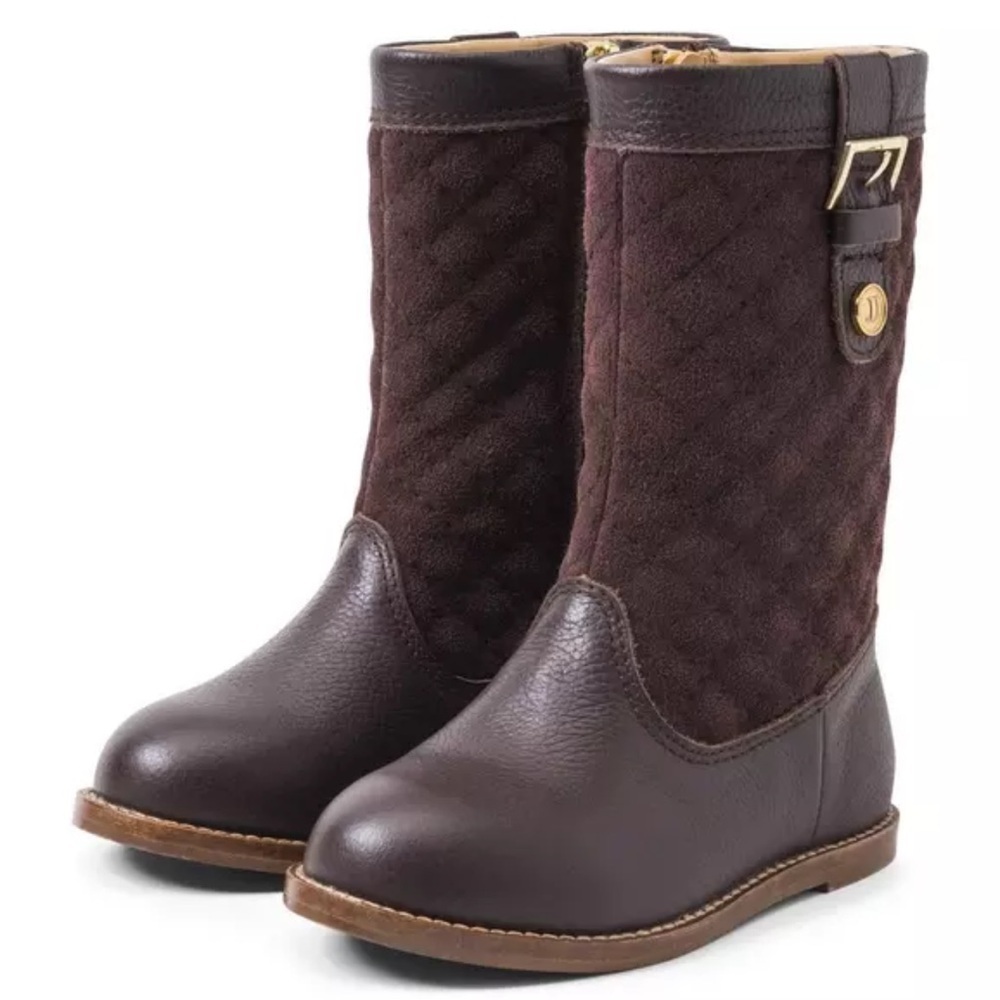 Janie and Jack Quilted Leather Brown Boots-Size 5